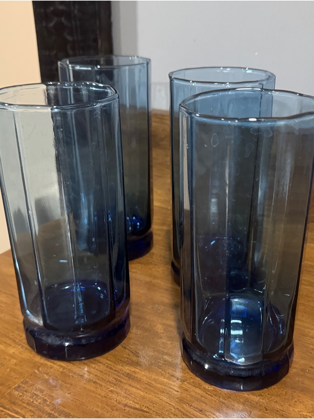 Vintage Anchor Hocking Blue Glass Tumbler Set of 4 - Sleek Modern Design